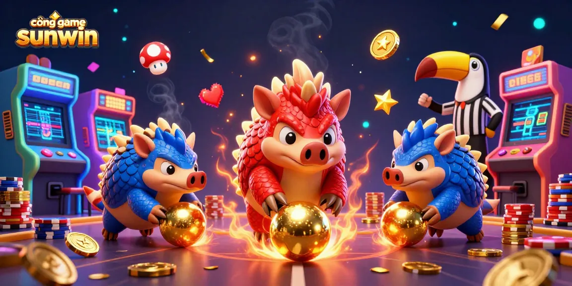 Engage with cổng game sunwin through thrilling pangolin rivalry in a vibrant casino scene.