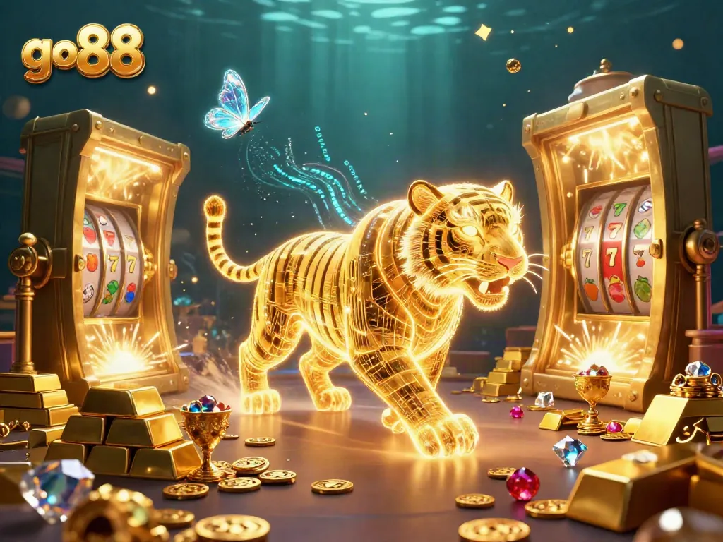 Experience the neon casino adventure with go 88 as golden treasures and vibrant characters come alive.